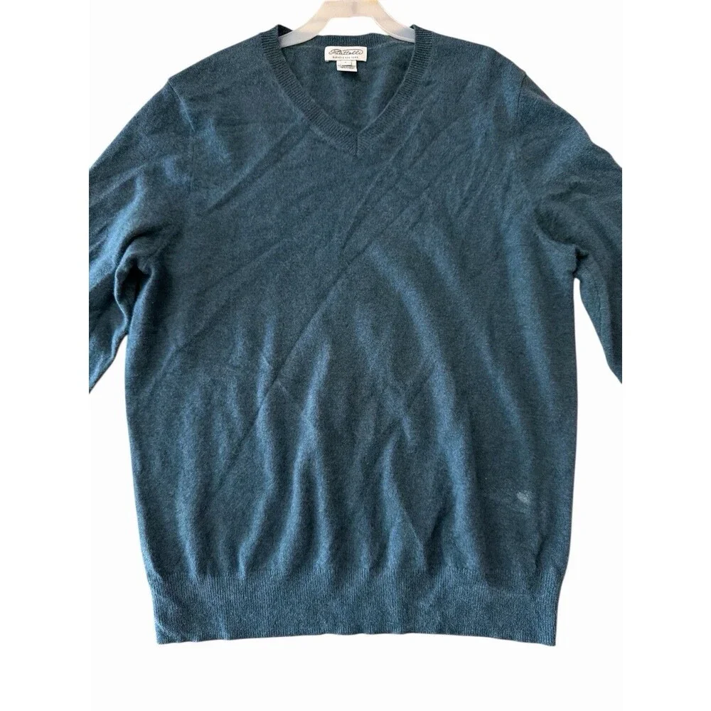 Piattelli Barneys New York Men’s 100% Cashmere‎ V-Neck Sweater Size L Blue Teal